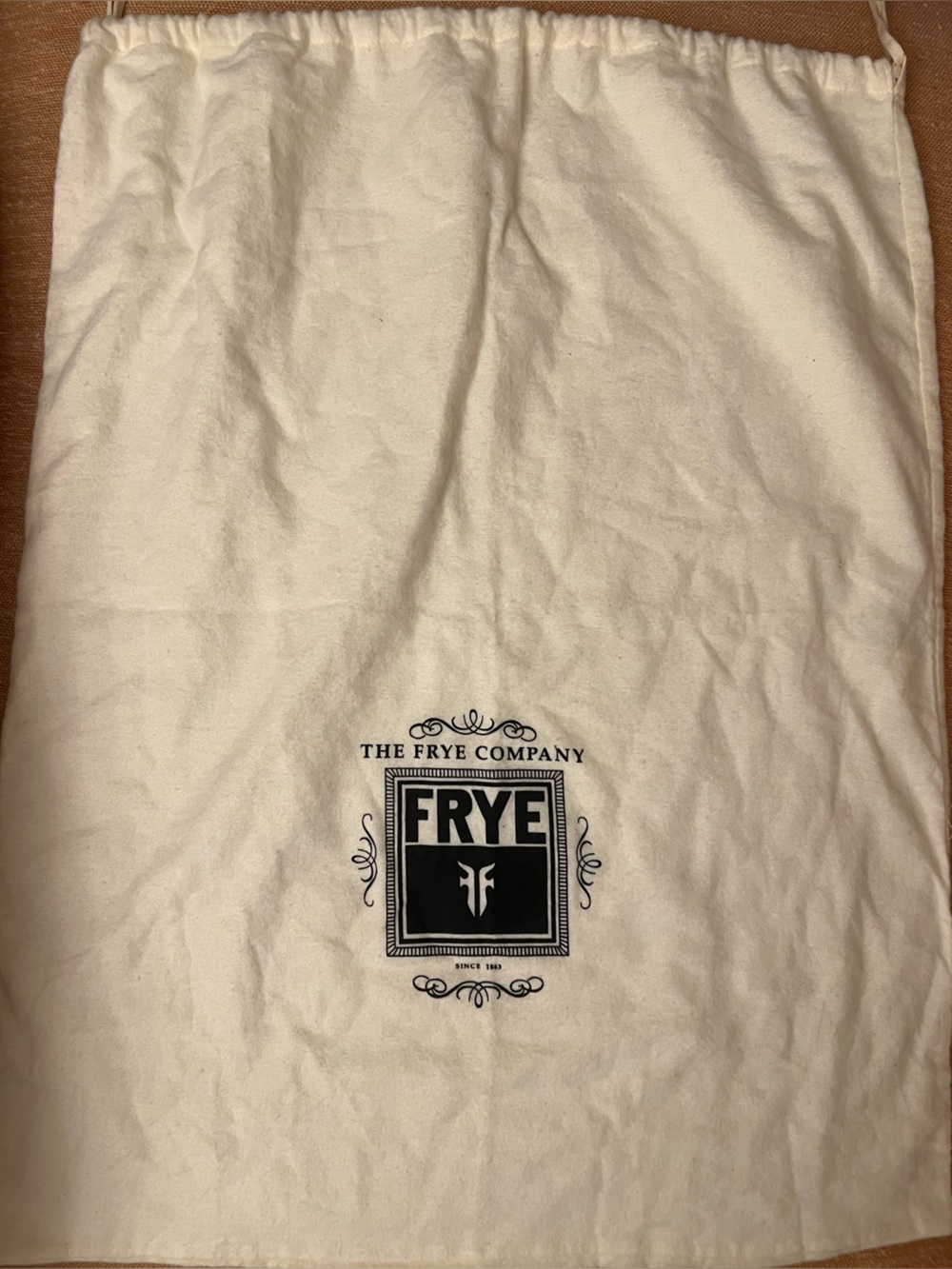 Frye Cream Cotton Logo Dust Bag with Black Print